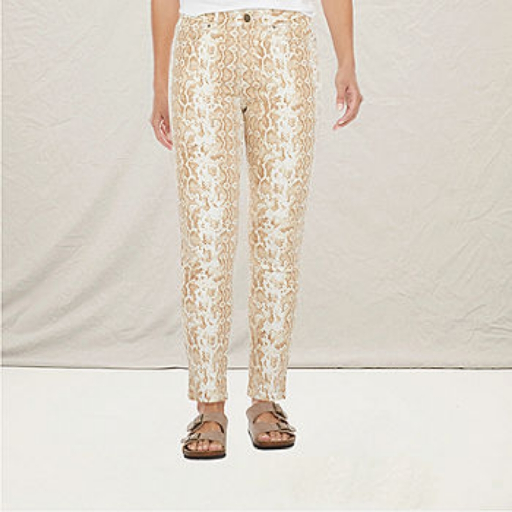 Snake Skin Skinny Jeans Tan 2 XS Punk Emo Cute Pants Alternative Lizard Fun